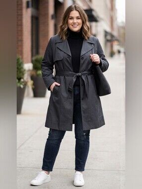 406. NWT - NVLT Crinkle Single-Breasted Trench Coat - Plus Size 3X